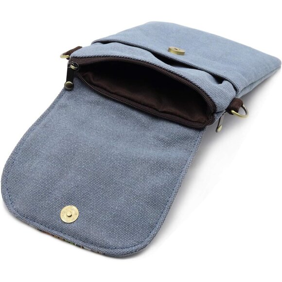 Women's Light Blue Vintage Embroidered Cute Mini Cross Body Bag Small Handbags - Picture 6 of 6